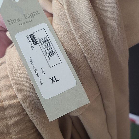 Nine.Eight NWT Women's Pants Paper Bag Waiste Belted Ankle Length Beige Size XL - Picture 9 of 9